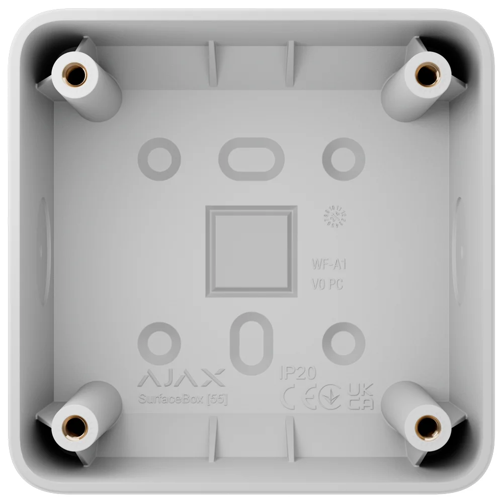 Caja de montaje para un dispositivo - Uso interiores - Compatible con AJ-SOLOBUTTON o AJ-SOLOCOVER - Factor de forma europeo 55 - Colo blanco