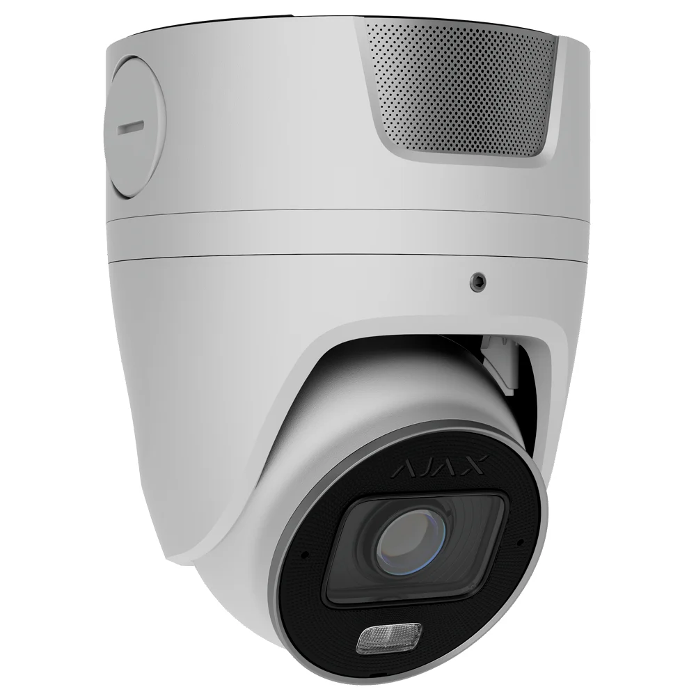 Cámara IP Superior Turret 4 Megapíxel Ajax - 1/1.8" Progressive Scan CMOS - Lente varifocal motorizada 2.8~12 mm - IR 60 m | Luz blanca 40 m |  PoE 802.3at/af - 120 dB TrueWDR | Detección de movimiento | IA -  MicroSD hasta 256GB | Color Blanco