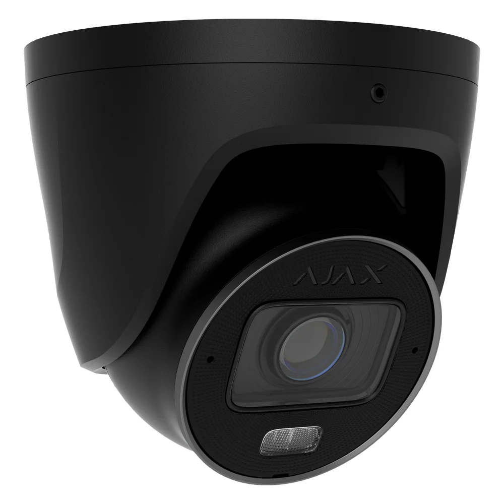 Cámara IP Turret 5 Megapíxel Ajax - 1/2.7" Progressive Scan CMOS - Lente varifocal motorizada 2.8~12 mm - IR 60 m | Luz blanca 40 m |  PoE 802.3at/af - 120 dB TrueWDR | Detección de movimiento | IA -  MicroSD hasta 256GB | Color Negro