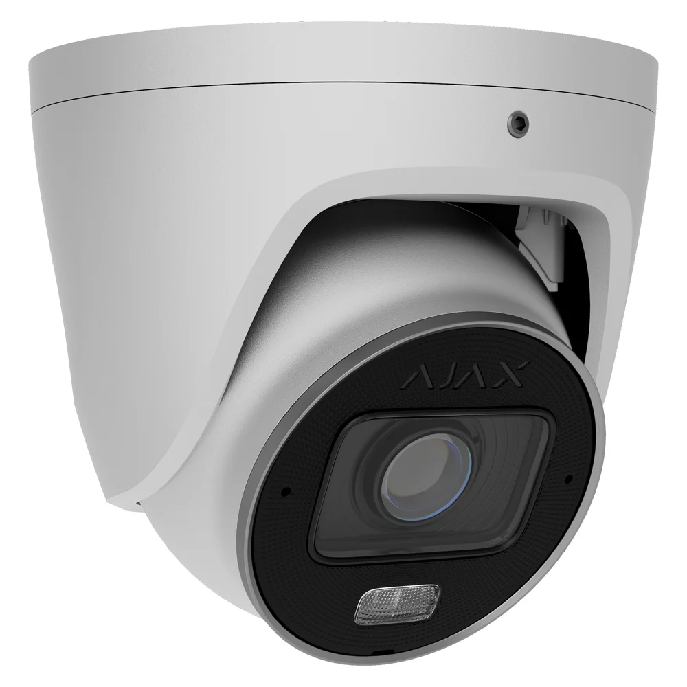 Cámara IP Turret 5 Megapíxel Ajax - 1/2.7" Progressive Scan CMOS - Lente varifocal motorizada 2.8~12 mm - IR 60 m | Luz blanca 40 m |  PoE 802.3at/af - 120 dB TrueWDR | Detección de movimiento | IA -  MicroSD hasta 256GB | Color Blanco