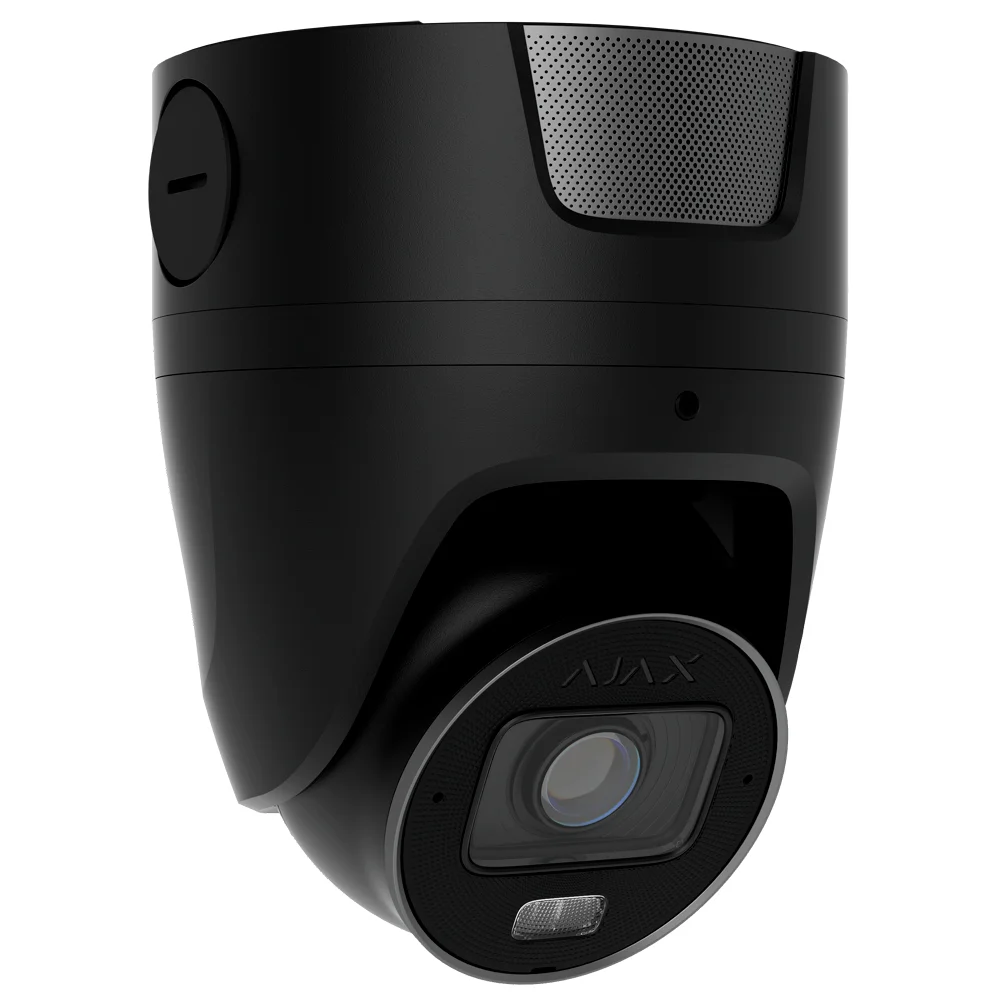 Cámara IP Superior Turret 8 Megapíxel Ajax - 1/1.8" Progressive Scan CMOS - Lente varifocal motorizada 2.8~12 mm - IR 60 m | Luz blanca 40 m |  PoE 802.3at/af - 120 dB TrueWDR | Detección de movimiento | IA -  MicroSD hasta 256GB | Color Negro