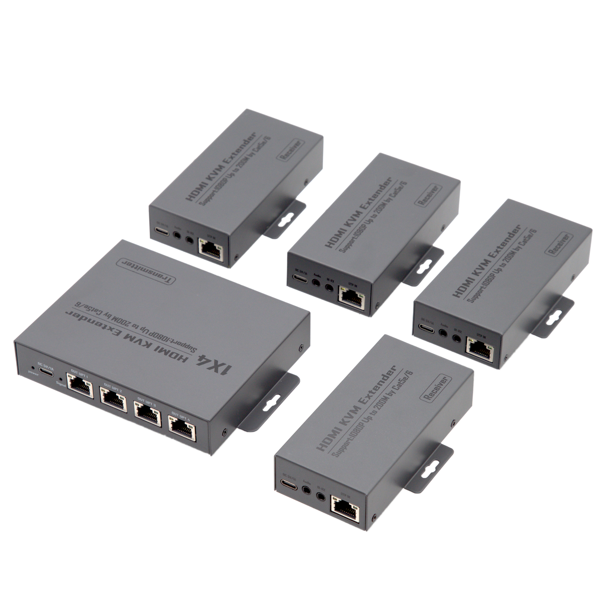 Extensor Splitter 1x4 1080p con KVM | IP | Loop Back | IR | 200m 