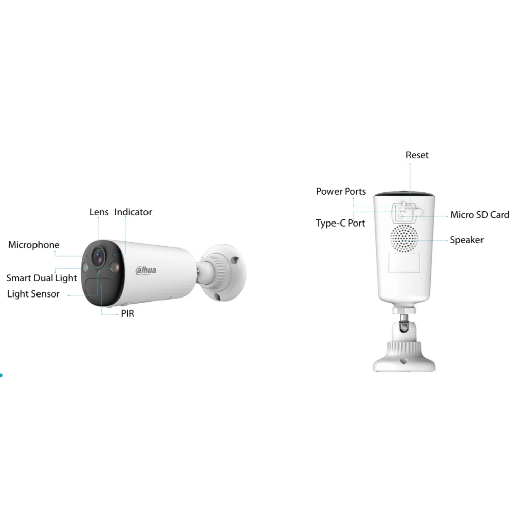 Tubular IP H265 4M Iluminación Dual LED20m/IR15m 2.1mm IP66 PIR MIC/Altavoz WiFi AI con batería + Panel Solar — imagen 2