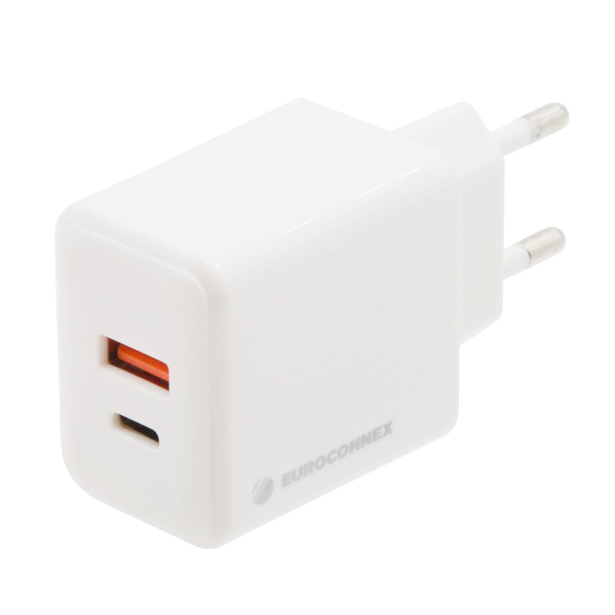 Cargador Rápido GaN de 20W con Doble Puerto, Blanco | USB-C PD3.0 y USB-A QC3.0 con PPS