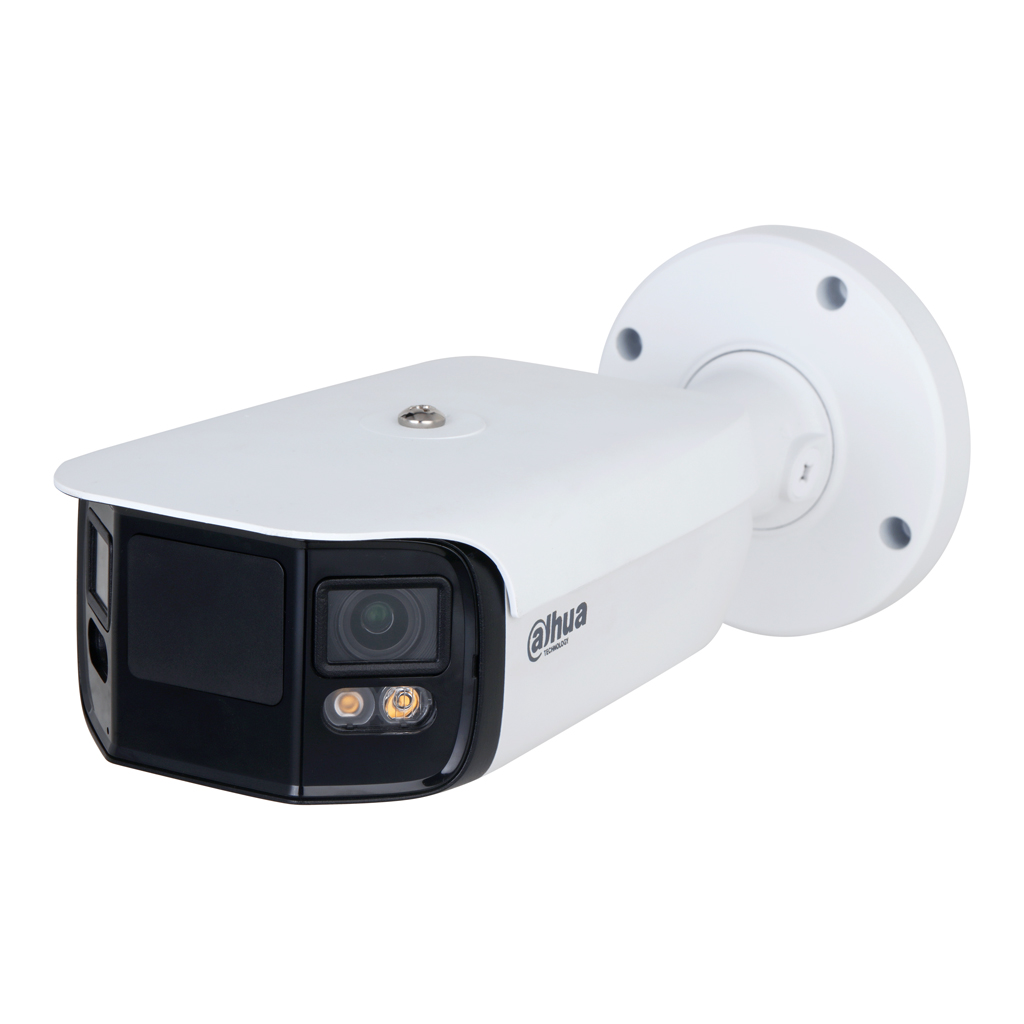 Bullet IP H.265 2x4M DUAL-LENS SPLICING FULL COLOR WDR140dB Starlight IR40m 3.6mm IP67 ePoE SD AUDIO MIC E/S AI