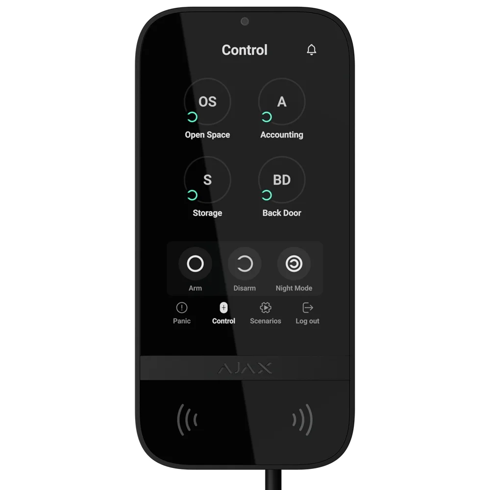 Ajax KeyPad TouchScreen Fibra. Color Negro