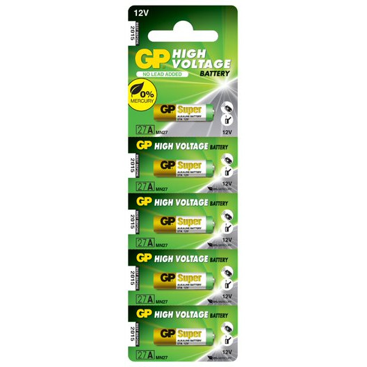 27A, Alcalina de Alto voltaje Sin Mercurio, 12v - Blister 5und.