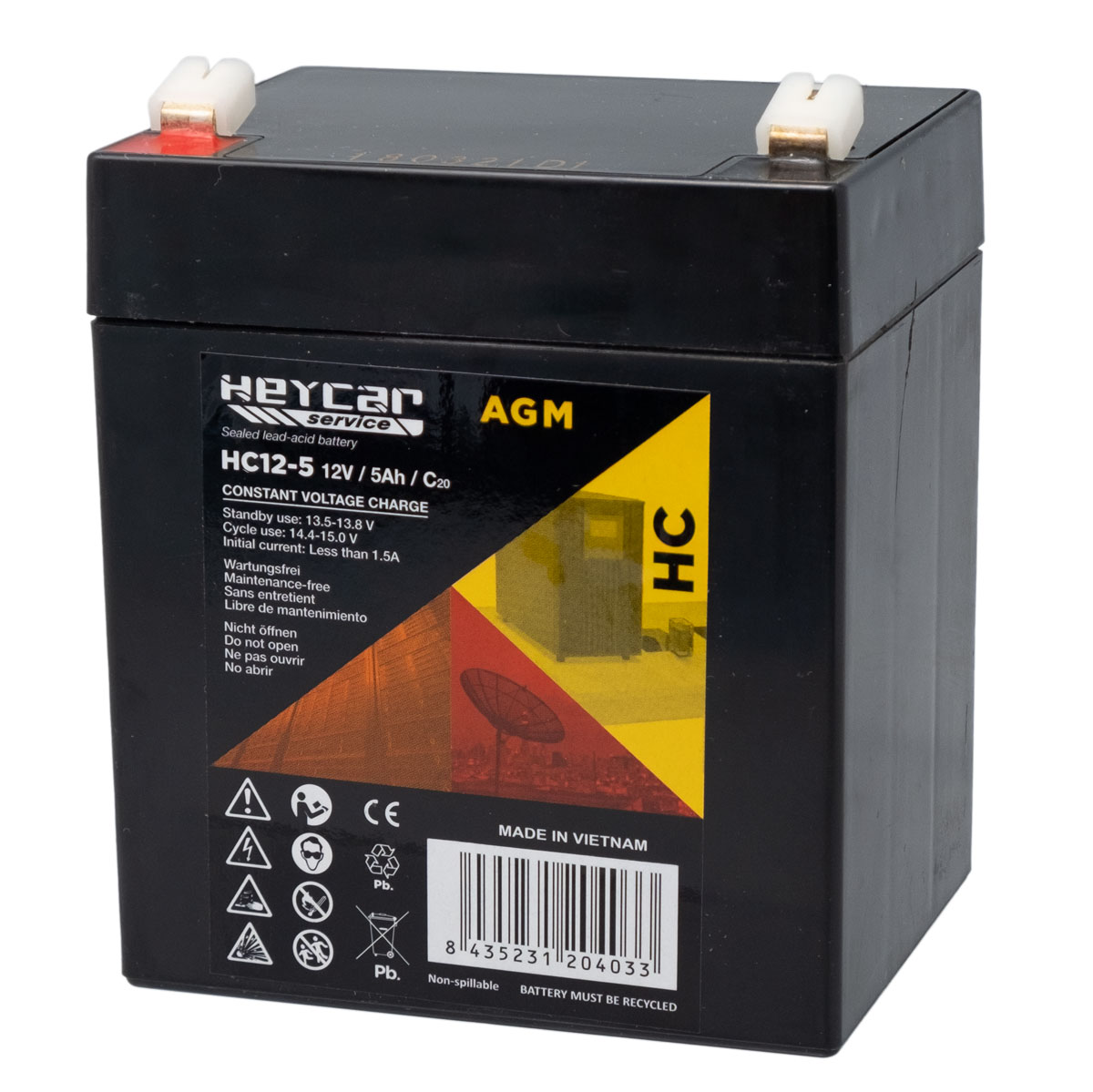 Batería 12V 5Ah HeyCar HC 90x70x107mm