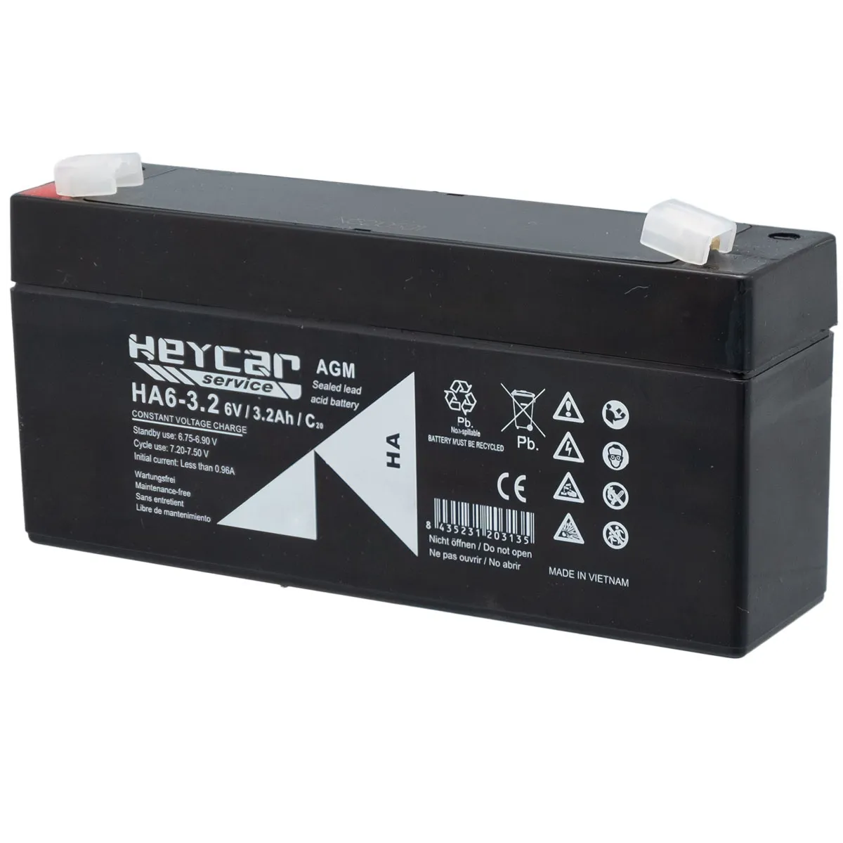 Batería 6V 3,2A HeyCar HA 134x34x61mm