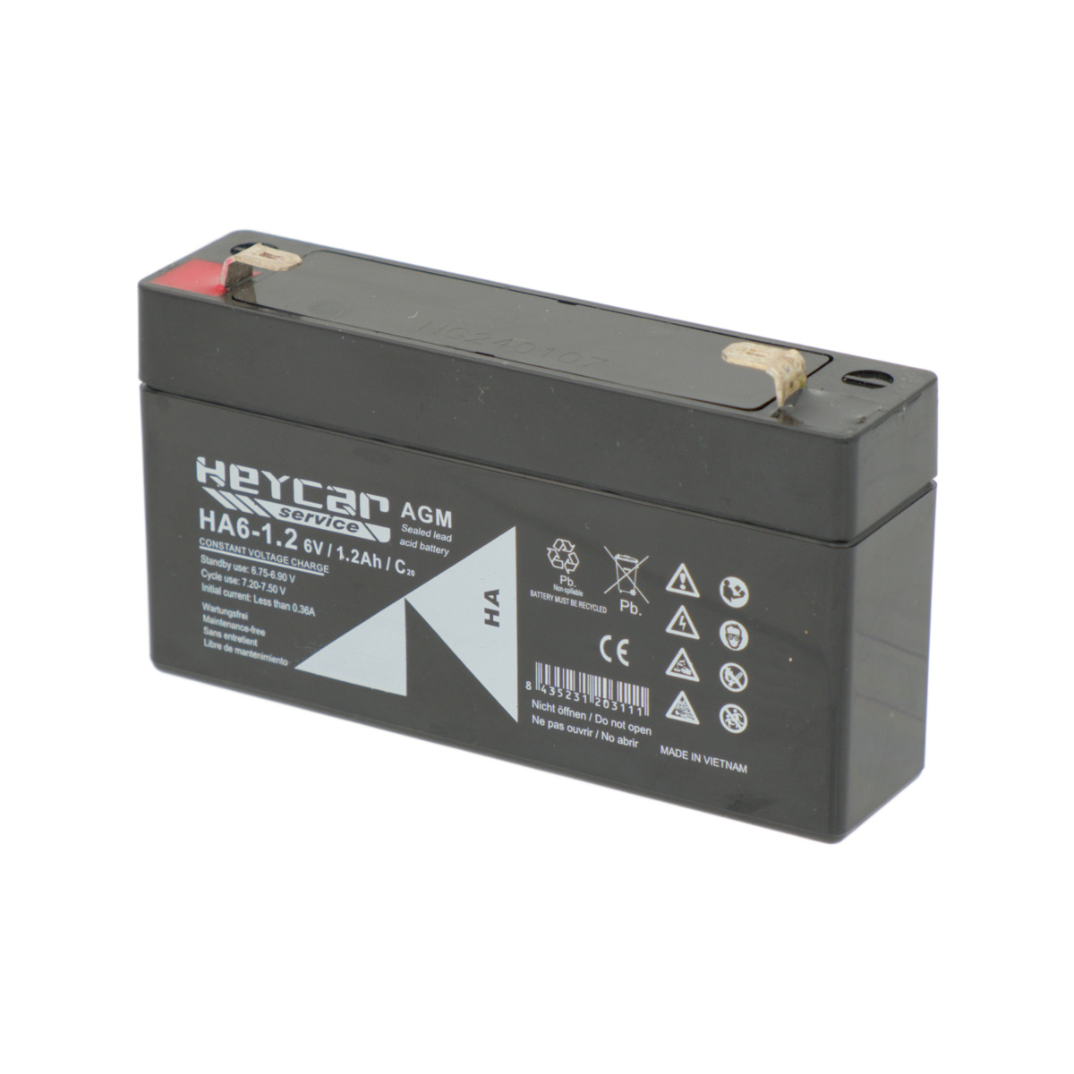 Batería 6V 1,2Ah HeyCar HA 97x24x51,5 (L x W x H)
