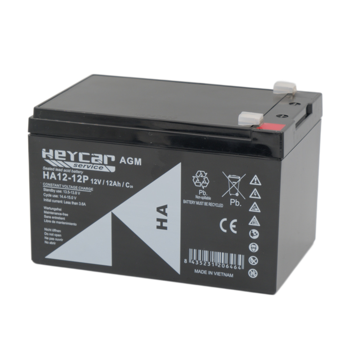 Batería 12V 12Ah HeyCar HA 151x98x95/100 (L x W x H)