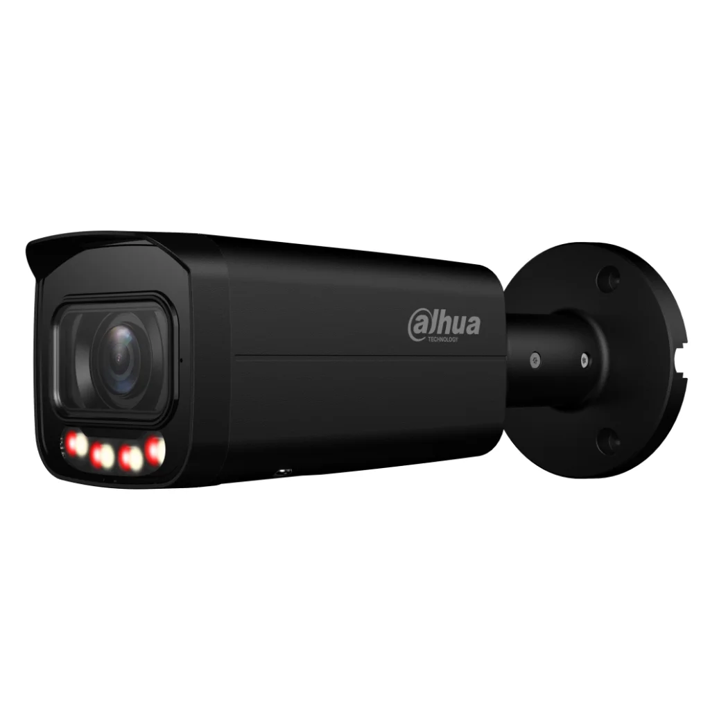 Tubular IP 8M H265 FULL COLOR WDR Iluminación Dual LED60m/IR60m 2.7-13.5mm IP67 PoE MIC AI. Color Negro