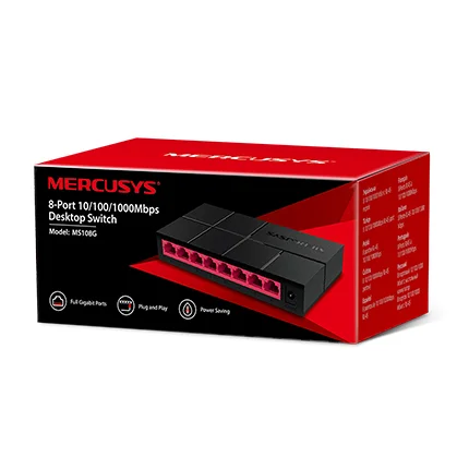Mercusys MS108G switch No administrado Gigabit Ethernet (10/100/1000) Negro