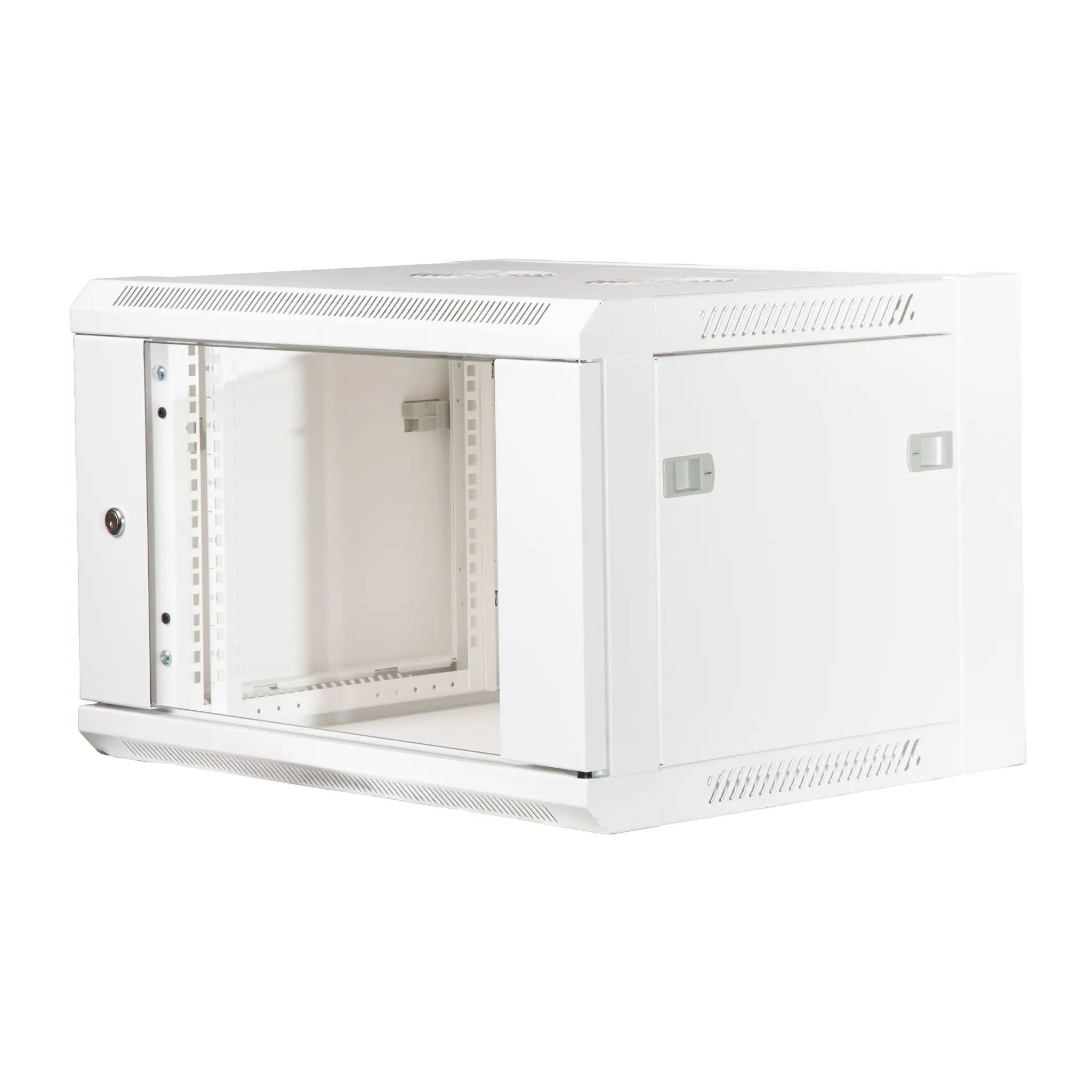 19" Armario rack 6U, Ancho:570mm, Fondo:450mm, Puerta Cristal con perforado hexágono, blanco — imagen 8
