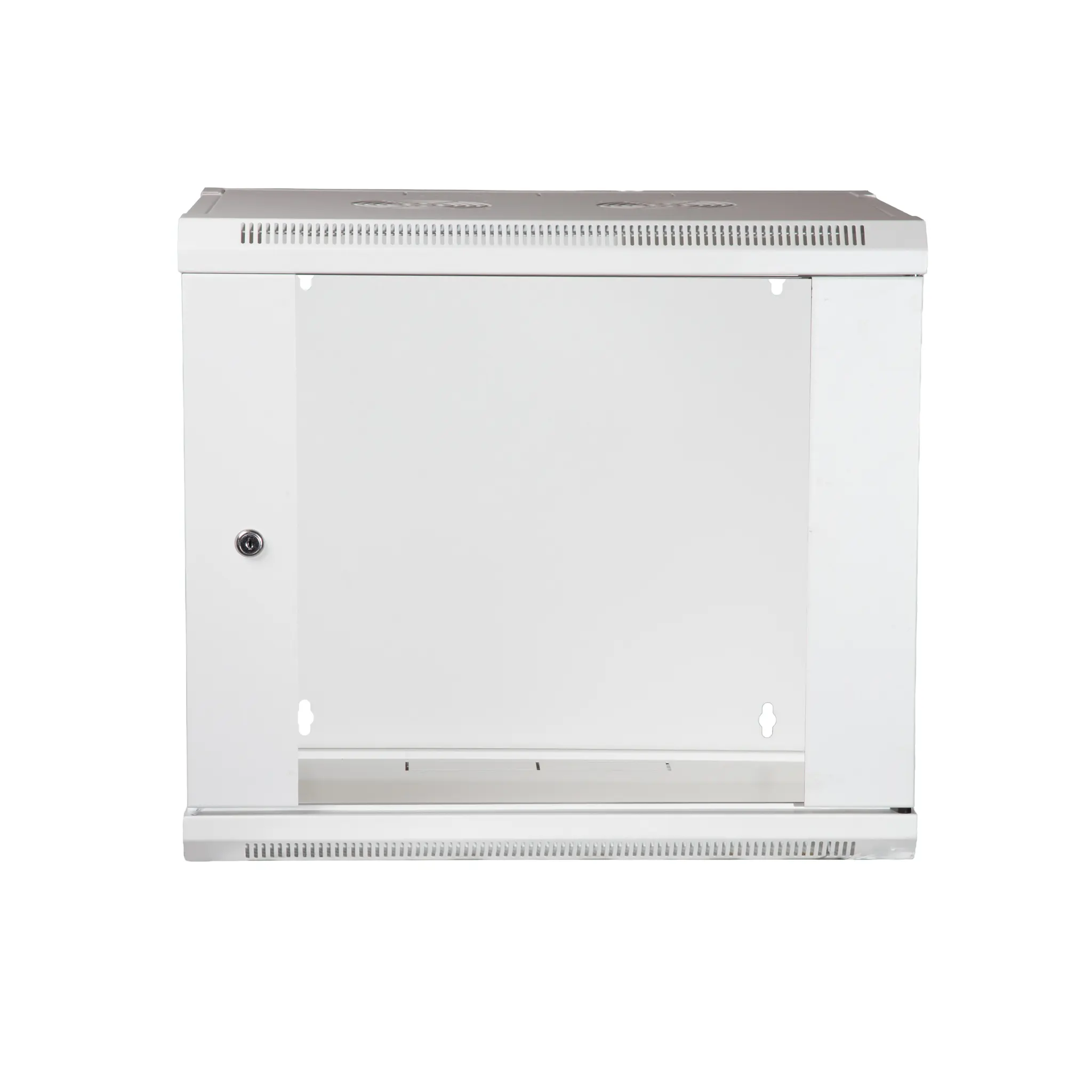 19" Armario Rack 9U, Fondo 450mm, Puerta de cristal con perforado hexágono, blanco