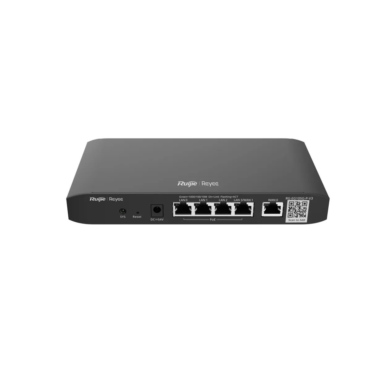 Reyee Router PoE Controlador Cloud - 4 Puertos PoE+ RJ45 GE + 2 Puertos RJ45 GE - 5 Puertos RJ45 10/100 /1000 Mbps - Admite hasta 2 WAN para failover o balanceo - Hasta 600 Mbps de ancho de banda - Servidor VPN IPSec, L2TP, PPTP, OpenVPN