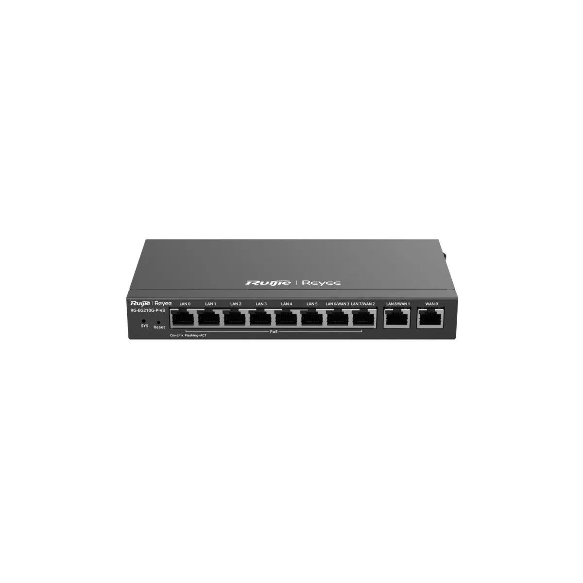 Reyee Router PoE Controlador Cloud - 8 Puertos PoE+ RJ45 GE + 2 Puertos RJ45 GE - Admite hasta 4 WAN para failover o balanceo