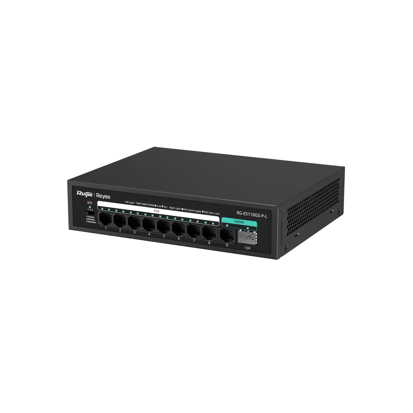 Reyee Switch PoE Sobremesa - 8 Puertos RJ45 + 1 Uplink RJ45 + 1 Uplink SFP - 8 Puertos Gigabit + 2 Puertos Gigabit - 8 Puertos PoE+ 802.3af/at | Potencia total 120W - Aislado de Puertos / Flow Control / PoE Watchdog - Plug and Play — imagen 2