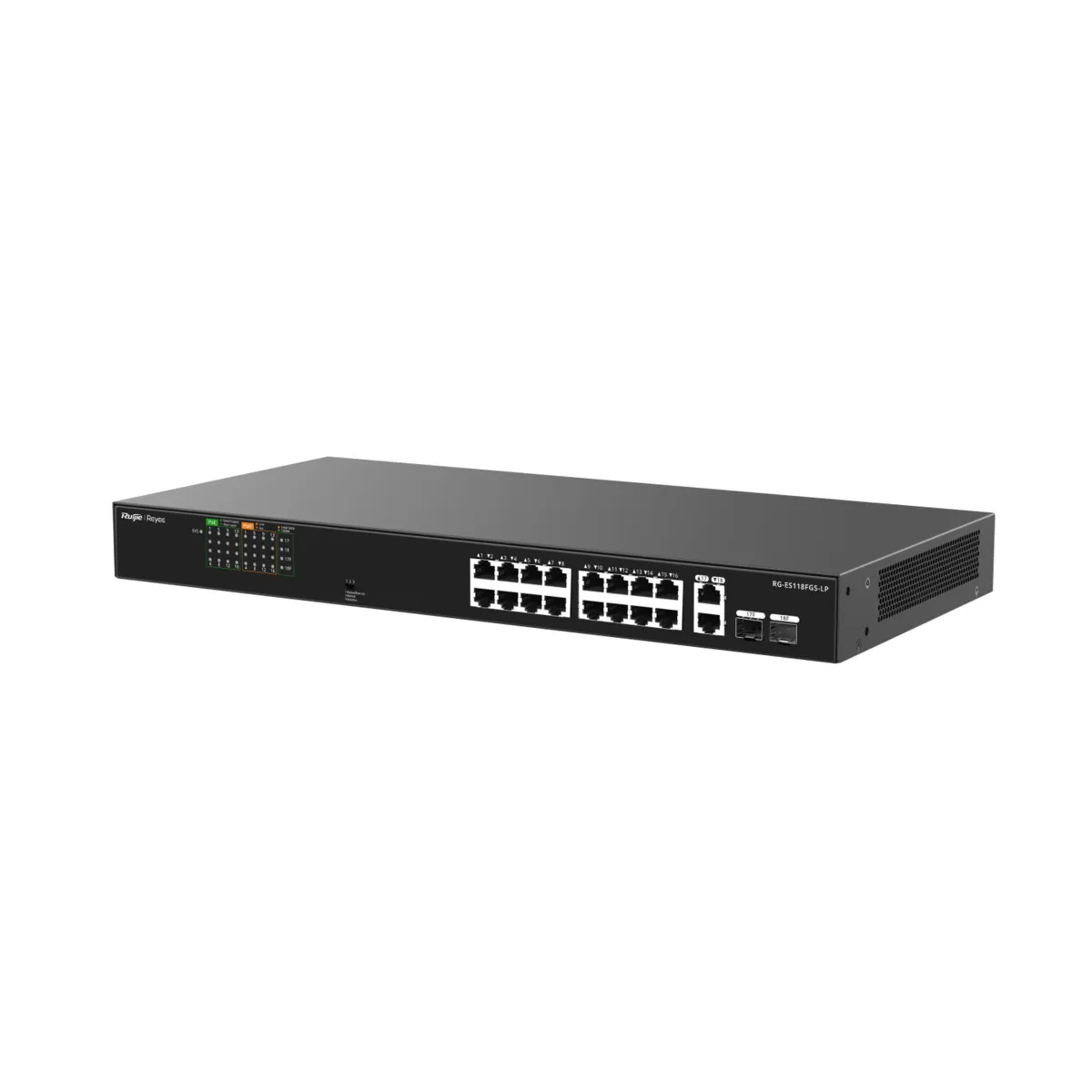 Reyee Switch PoE Sobremesa - Carcasa Metal - Enracable - 16 Puertos RJ45 10/100 Mbps + 2 Uplink Gigabit - 16 Puertos PoE+ 802.3af/at | Potencia total 120W - Plug and Play - Tecnología ahorro de energía — imagen 3