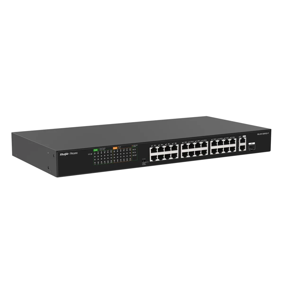 Reyee Switch PoE Sobremesa - 24 RJ45 PoE+ Puertos 10/100Mbps + combo 1RJ45 o 1 SFP Puertos 10/100/1000Mbp - Potencia total 370W — imagen 4