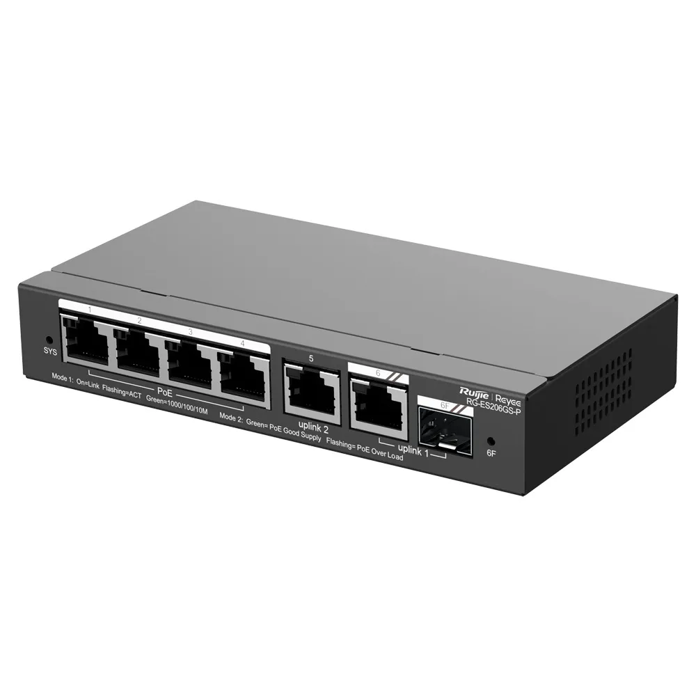 Reyee Switch PoE Cloud - 4 Puertos PoE+ + 2 Puertos  Rj45 + 1 SFP Combo - Máximo 54W — imagen 2