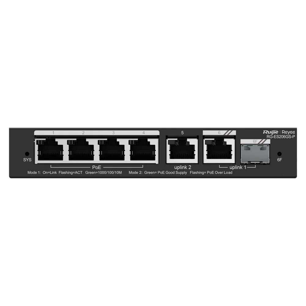 Reyee Switch PoE Cloud - 4 Puertos PoE+ + 2 Puertos  Rj45 + 1 SFP Combo - Máximo 54W — imagen 3