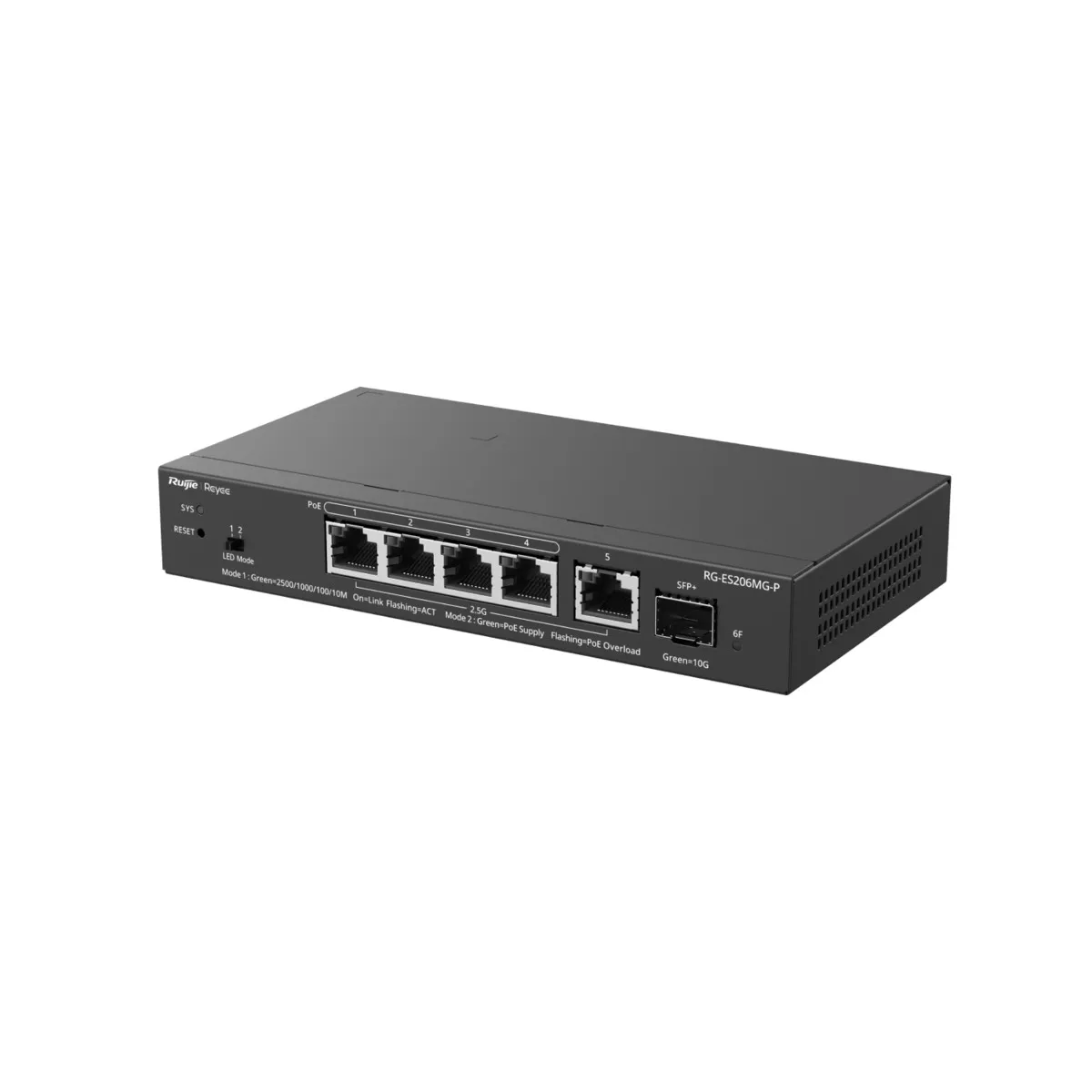 Reyee Switch PoE Cloud Capa 2 - 5 puertos PoE MultiGigabit+ 1 10Gbps SFP+ -  PoE 802.3af/at hasta 30w / Máximo 70W - Static LAG/DHCP Snoop/Port Mirror - VLAN/Port Isolation/PoE Watchdog - Enrackable — imagen 3