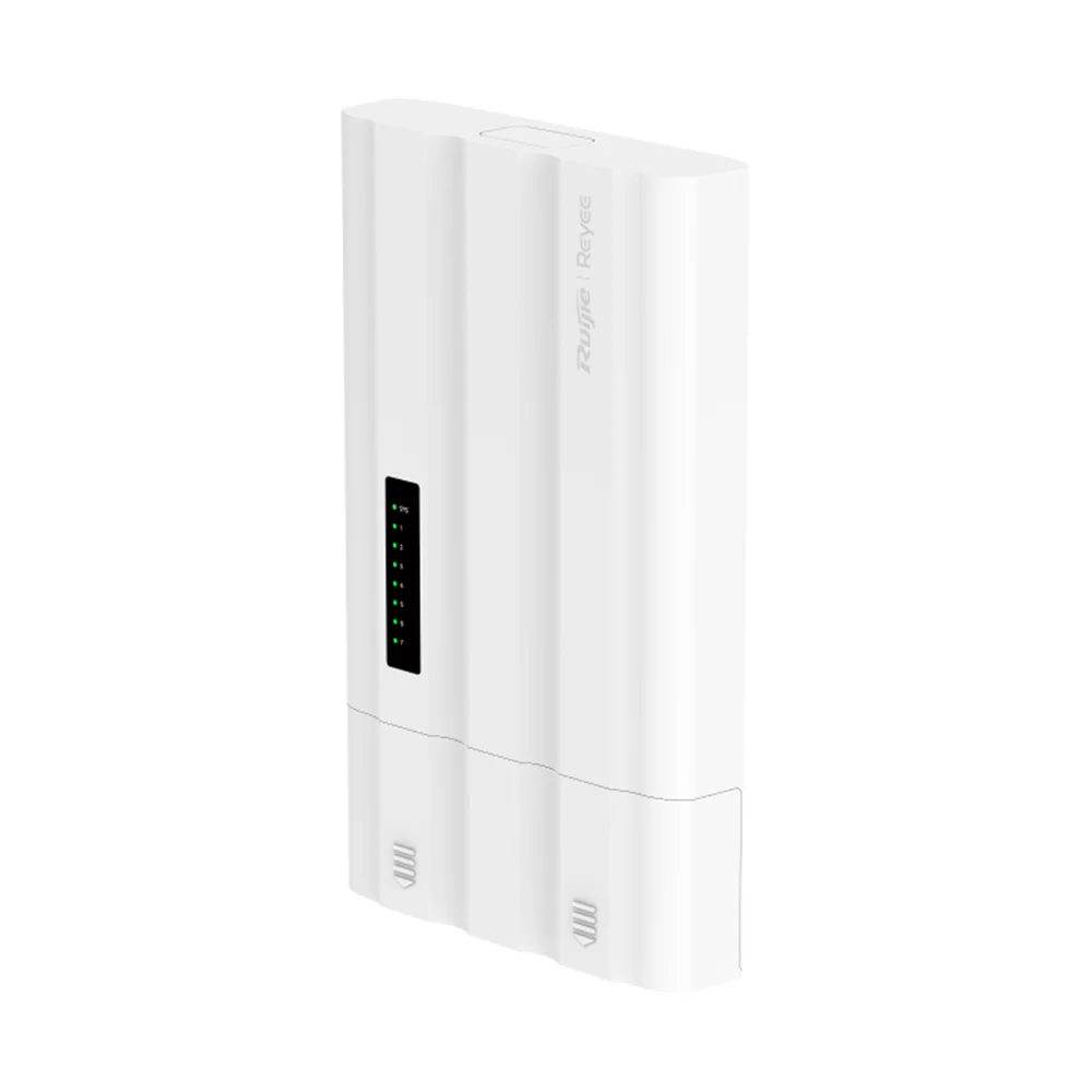 Ruijie Reyee Cloud Managed L2 PoE Switch - 5 puertos Gigabit RJ45 y 2 ranuras SFP de subida - 4 puertos PoE/PoE+ - Alimentación por AC | IP65 | Proteccion sobretensiones hasta 8 kV