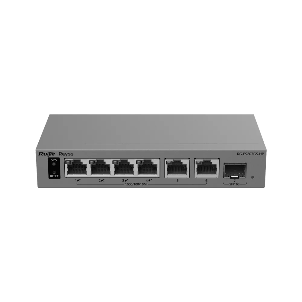 Ruijie Reyee L2 PoE Switch - 6 puertos Gigabit y 1 ranura SFP de subida - Puertos 2 con inyección PoE++ (802.3bt) - PoE de 120 W - PoE Watchdog y suministro ininterrumpido — imagen 2