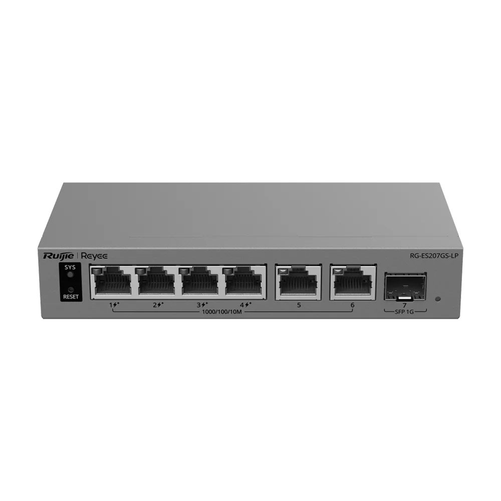 Ruijie Reyee L2 PoE Switch - 6 puertos Gigabit y 1 ranura SFP de subida - 4 puertos PoE/PoE+ con presupuesto de 40 W - PoE Watchdog y suministro ininterrumpido — imagen 2