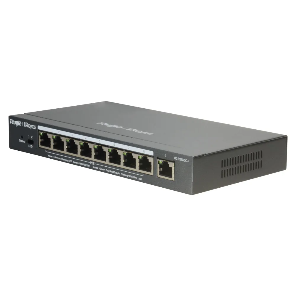 Reyee Switch PoE Cloud Gestionable - 8 puertos PoE+ + 1 Uplink RJ45 — imagen 2