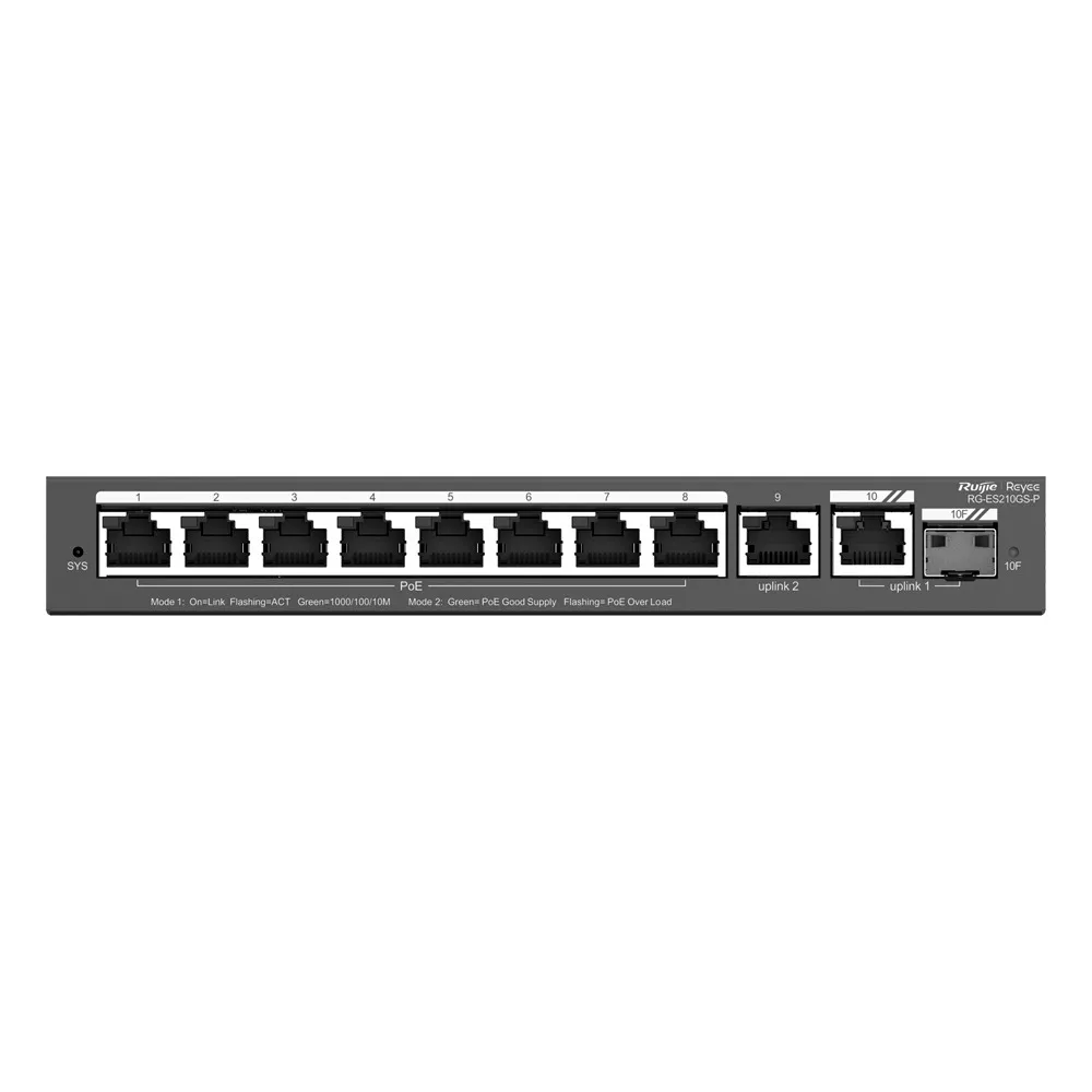 Reyee Switch PoE Cloud Gestionable - 8 puertos PoE+ + 2 Uplink RJ45 + 1 SFP Combo - Máximo 120W — imagen 3