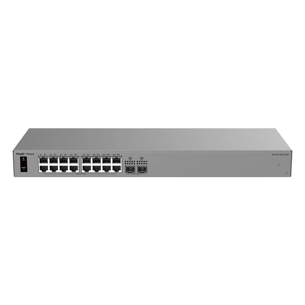 Ruijie Reyee L2 Switch - 16 puertos Gigabit RJ45 y 2 ranuras 2.5G SFP - Resiliencia de red con protocolo de anillo ERPS - Protección sobretensiones de hasta 6 kV — imagen 2