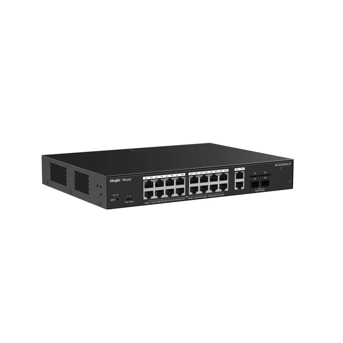 Reyee Switch PoE Cloud Gestionable - 16 PoE 802.3af/at + 2 SFP + 2 uplink RJ45 - 18 RJ45 10/100/1000Mbps + 2 SFP 10/100/1000 - 30W por puerto 802.3af/at / Máximo 130W - VLAN/Port Isolation/Loop Detection - Port Speed Limit — imagen 3