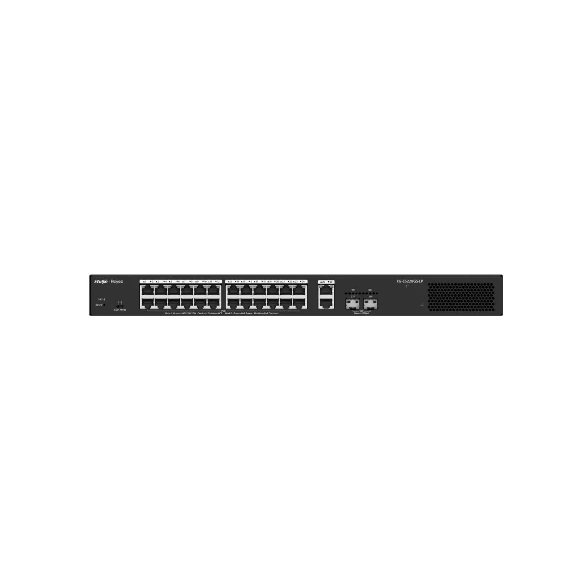 Reyee Switch PoE Cloud Gestionable - 24 PoE 802.3af/at + 2 SFP + 2 uplink RJ45 - 26 RJ45 10/100/1000Mbps + 2 SFP 10/100/1000 - 30W por puerto 802.3af/at / Máximo 250W - VLAN/Port Isolation/Loop Detection - Port Speed Limit — imagen 2