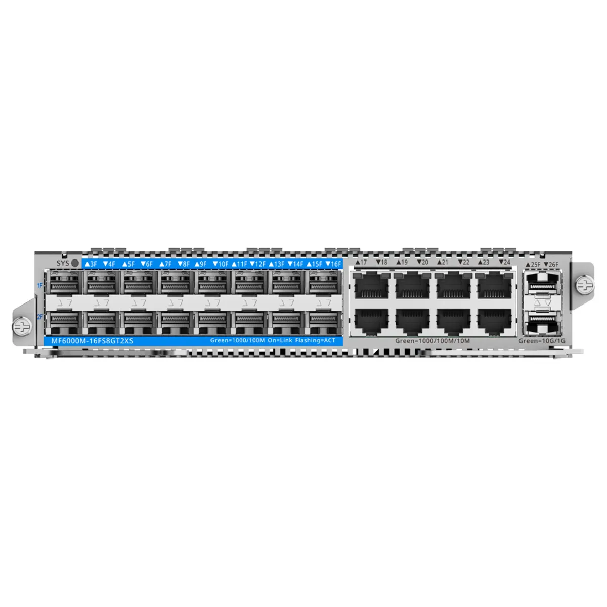 Interface Card for Modular RG-NBF6002M Switch - 16 x SFP E-Lighten (PON/Ethernet) - 8 x RJ45 1 Gbps + 2 x SFP+ 10 Gbps