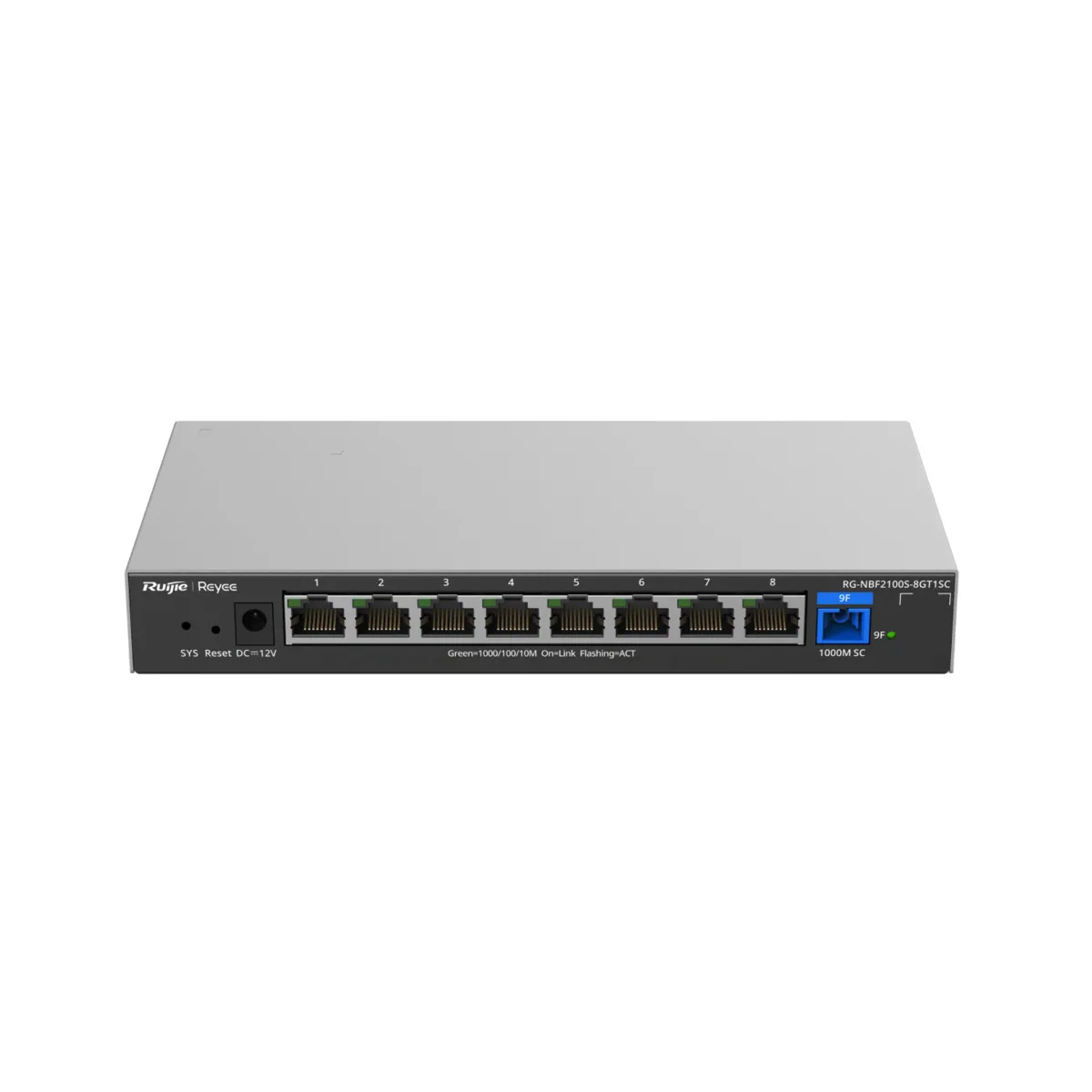 Reyee E-Lighten Switch PoE Cloud Capa 2 - 8 puertos RJ45 Gigabit PoE+ - 1 Puerto óptico SC 1G (PON) - Máximo 120W