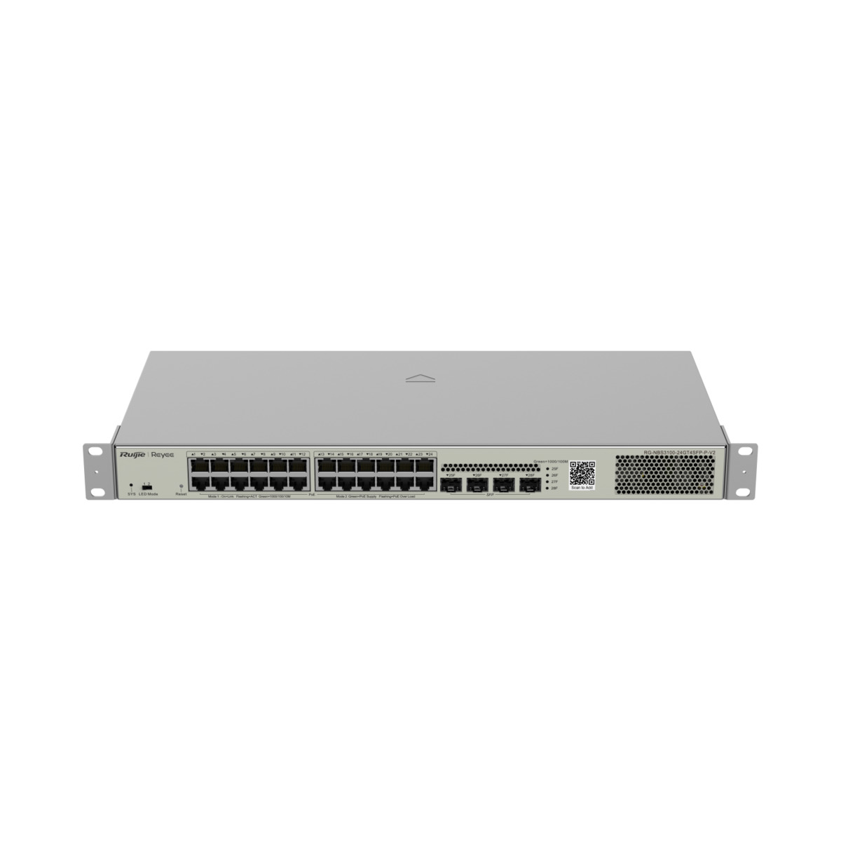 Reyee Switch PoE Cloud Capa 2 - 24 puertos PoE Gigabit+ 4 SFP Gigabit - PoE+ / Máximo 370W - Enrackable
