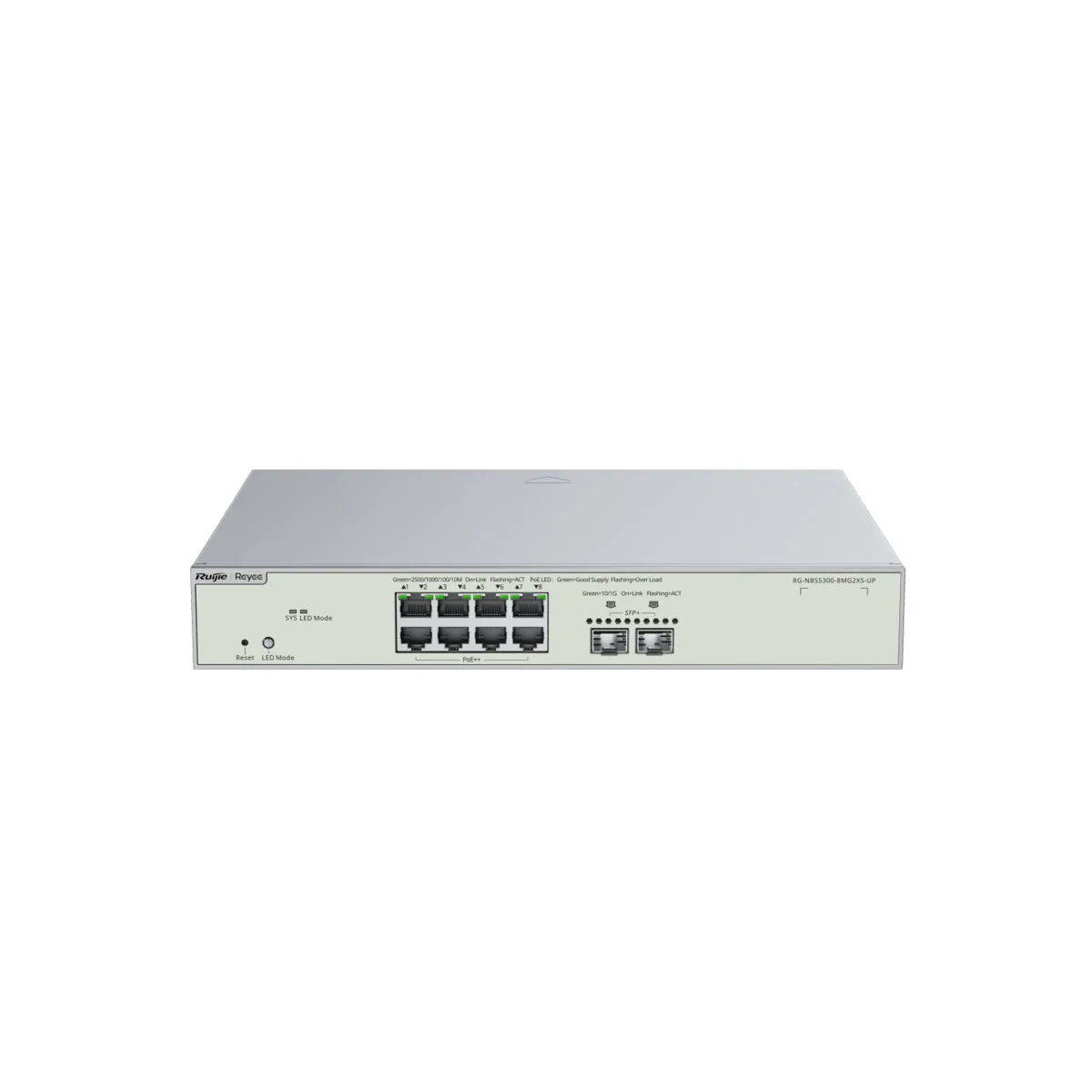 Reyee Switch Cloud Gestionable L3 - 8 puertos Hi-PoE RJ45 2.5G + 2 puertos SFP+ 10G