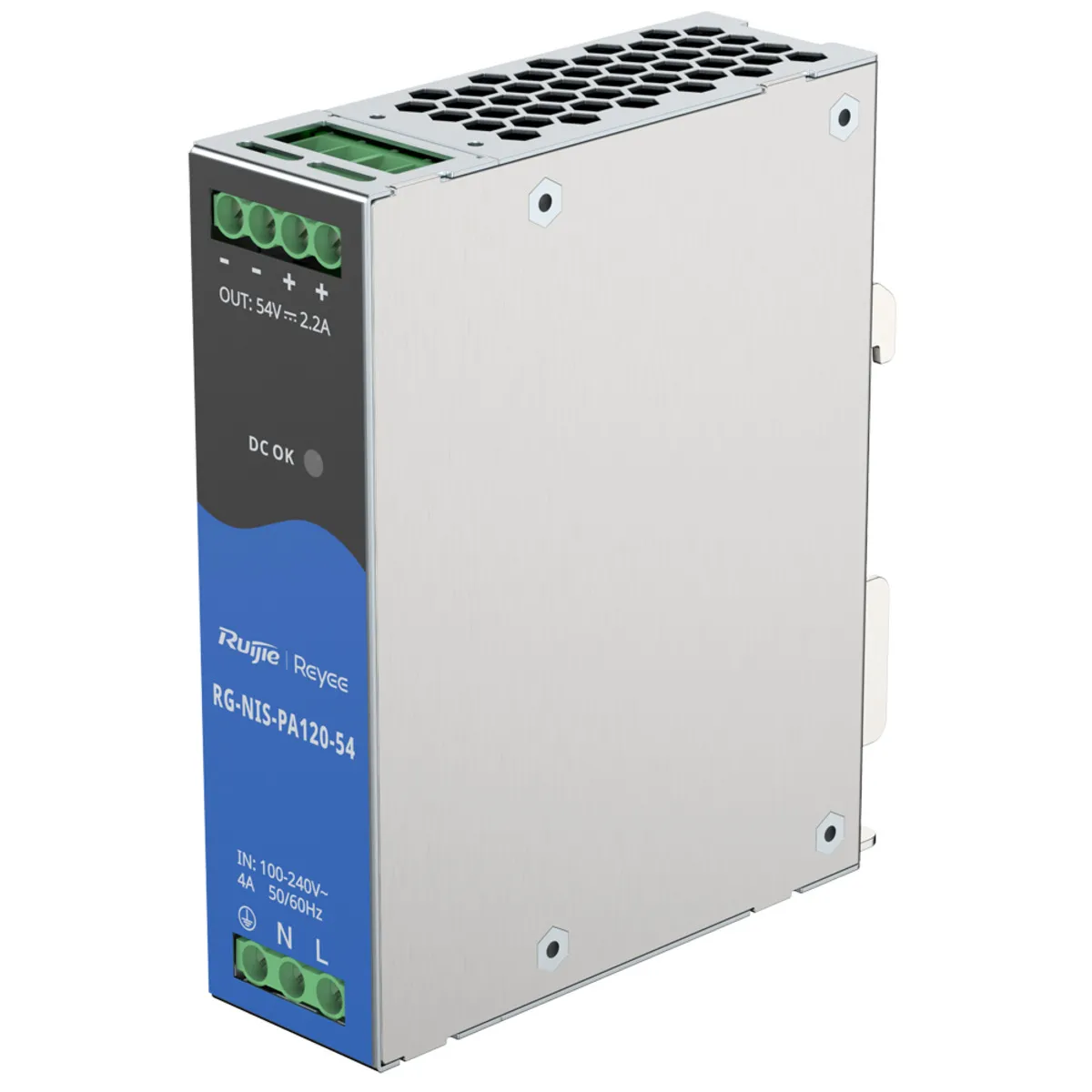Fuente de alimentación Industrial Reyee - Salida DC 54 V 2,2A / 120 W - 2 salidas DC - 125x35x100mm - Montaje en carril DIN