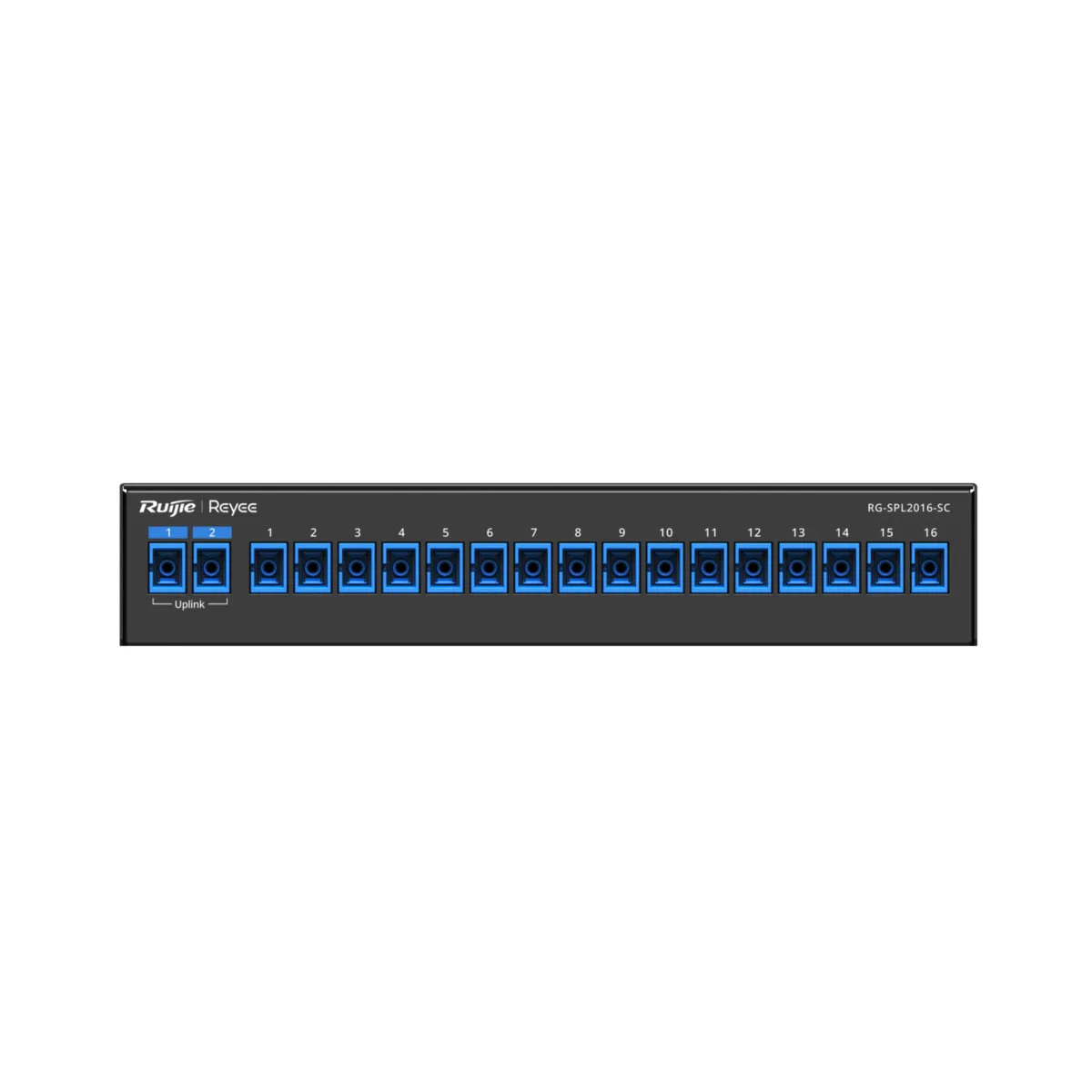Reyee Splitter Óptico Pasivo - Longitud de onda 1260nm a 1650nm - Compatible con solución e-Lighten Reyee - 2 x Conectores SC uplink  - 16 x Conectores SC para ONU´s - Enrackable y montaje en pared