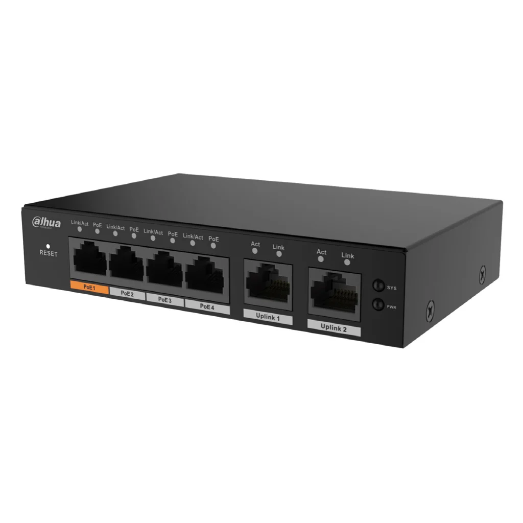 Switch PoE 2.0 4 puertos Gigabit + 2RJ45 Uplink Gigabit 60W Gestionable en Cloud Layer2