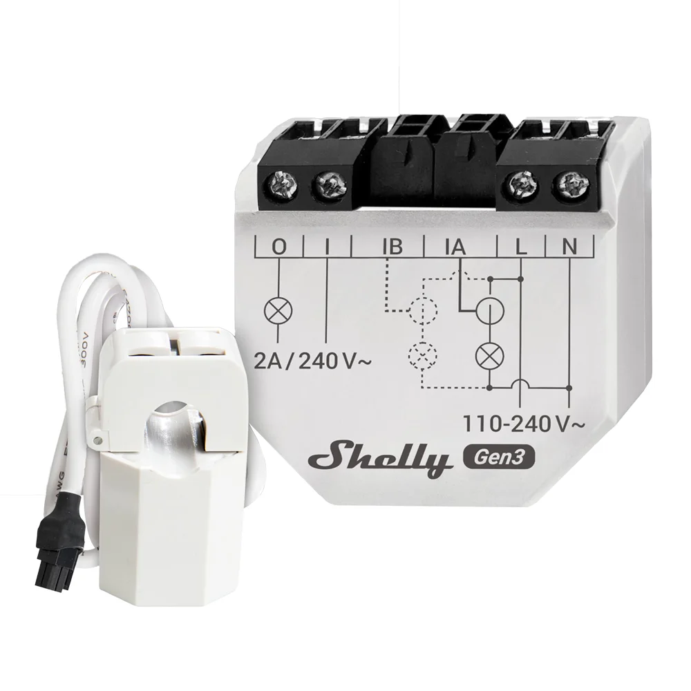 Shelly EM Gen3 + 50A - WiFi 2.4 GHz IEEE802.11 b/g/n - Medidor de consumo - Soporta 110-240 V - Ideal para viviendas - Compatible con Alexa y Google