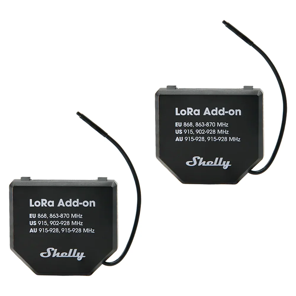 Shelly LoRa Add-on (Pack 2) - Comunicación mediante LoRa - Compatibilidad con Shelly Gen3 &amp; Gen4 - Largo alcance hasta 5Km (Usando antena Ext) - Color Negro