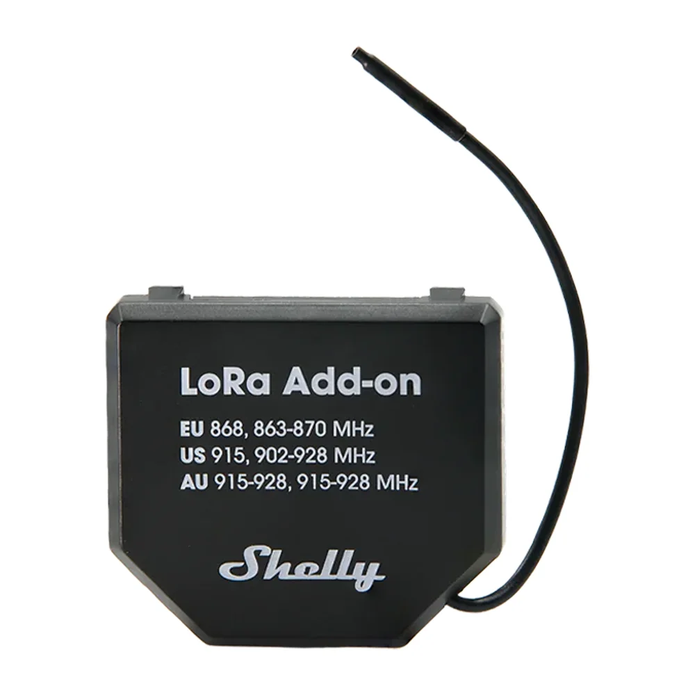 Shelly LoRa Add-on - Comunicación mediante LoRa - Compatibilidad con Shelly Gen3 &amp; Gen4 - Largo alcance hasta 5Km (Usando antena Ext) - Color Negro