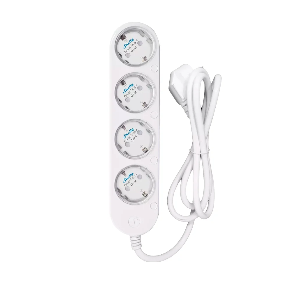 Shelly Power Strip 4 Gen4 White - WiFi 2.4 GHz / Bluetooth / Zigbee - Medidor de consumo  - Soporta 220 - 230 V - Apto para domótica de viviendas  - Compatible con Alexa, Google y Apple 