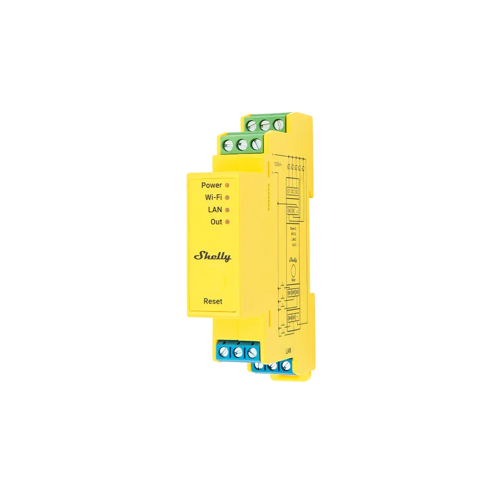 Controlador Shelly Pro RGBWW PM - WiFi 2.4 GHz IEEE802.11 b/g/n / Bluetooth / Lan - Atenuador inteligente carril DIN - Alimentación 12-24 VDC - Medidor de potencia - Compatible con Alexa y Google