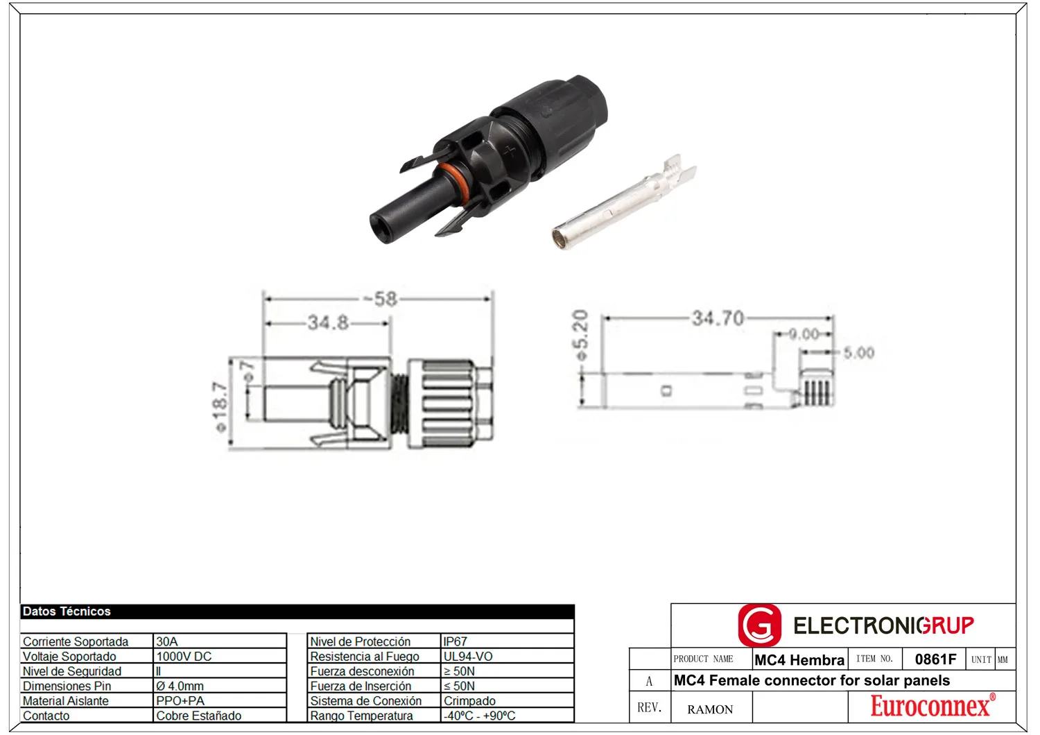 MultiContact 4 Hembra Para conexión Placas Solares — imagen 2
