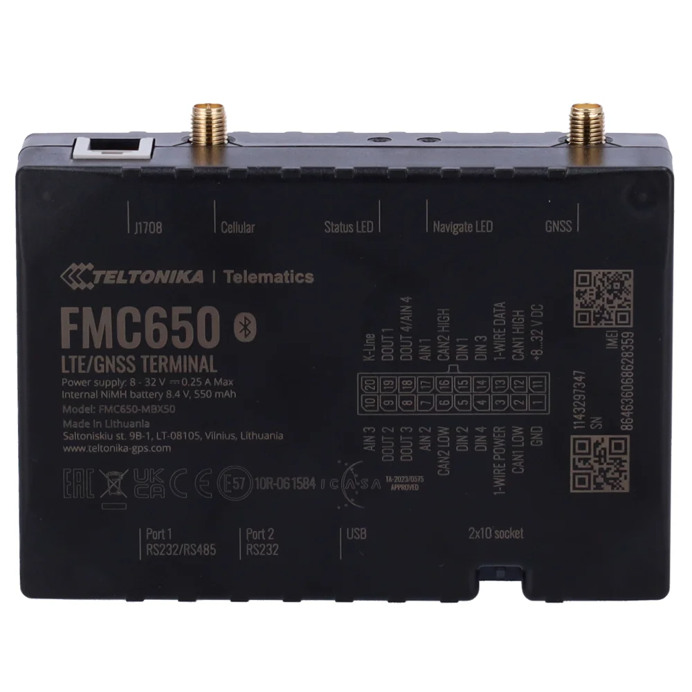 Tracker Avanzado - Conexión 4G con 2G de backup - Lectura de tacógrafo a tiempo real - Lectura de CAN para vehículos pesados - Múltiples entradas - Dual SIM y E-SIM