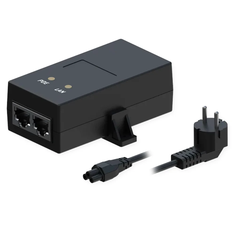 Inyector PoE Pasivo - Entrada/Salida RJ45 10/100 Mbps - 24V 1A - Distancia máxima 100 m - Compatible con TK-PR1IC860 y TK-PR1ICC60 - Estabilizado y protegido